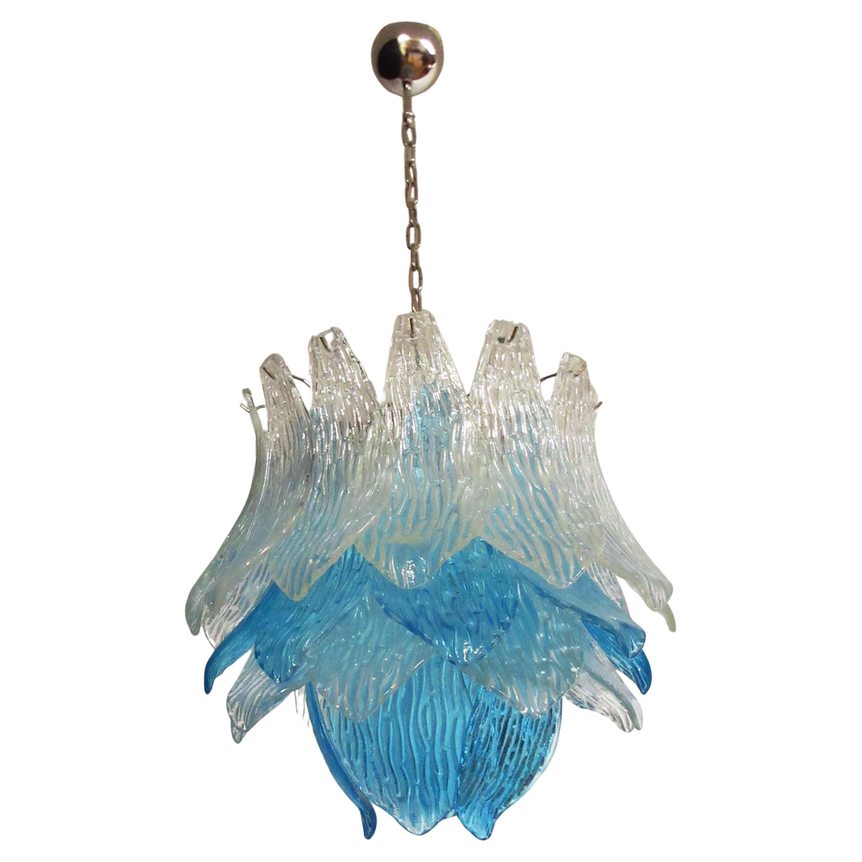 Lampadario vintage Italian Glass - 38 vetri - blu e trasparente
