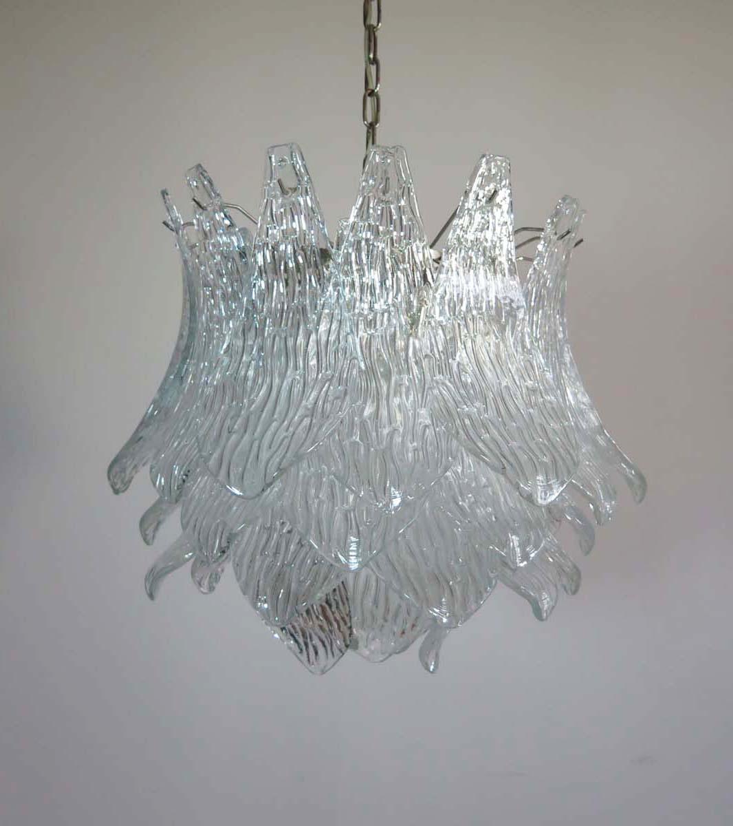 Araña Italiana Vintage de Cristal de Murano, 38 Copas Trasparentes Vidrio soplado en venta