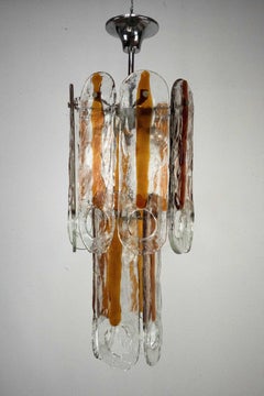 Italian Vintage Murano glass chandelier by Mazzega, model Occhio. Italy 1970s