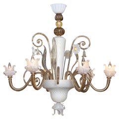 Italian Vintage Murano Glass Chandelier in the style of Venini