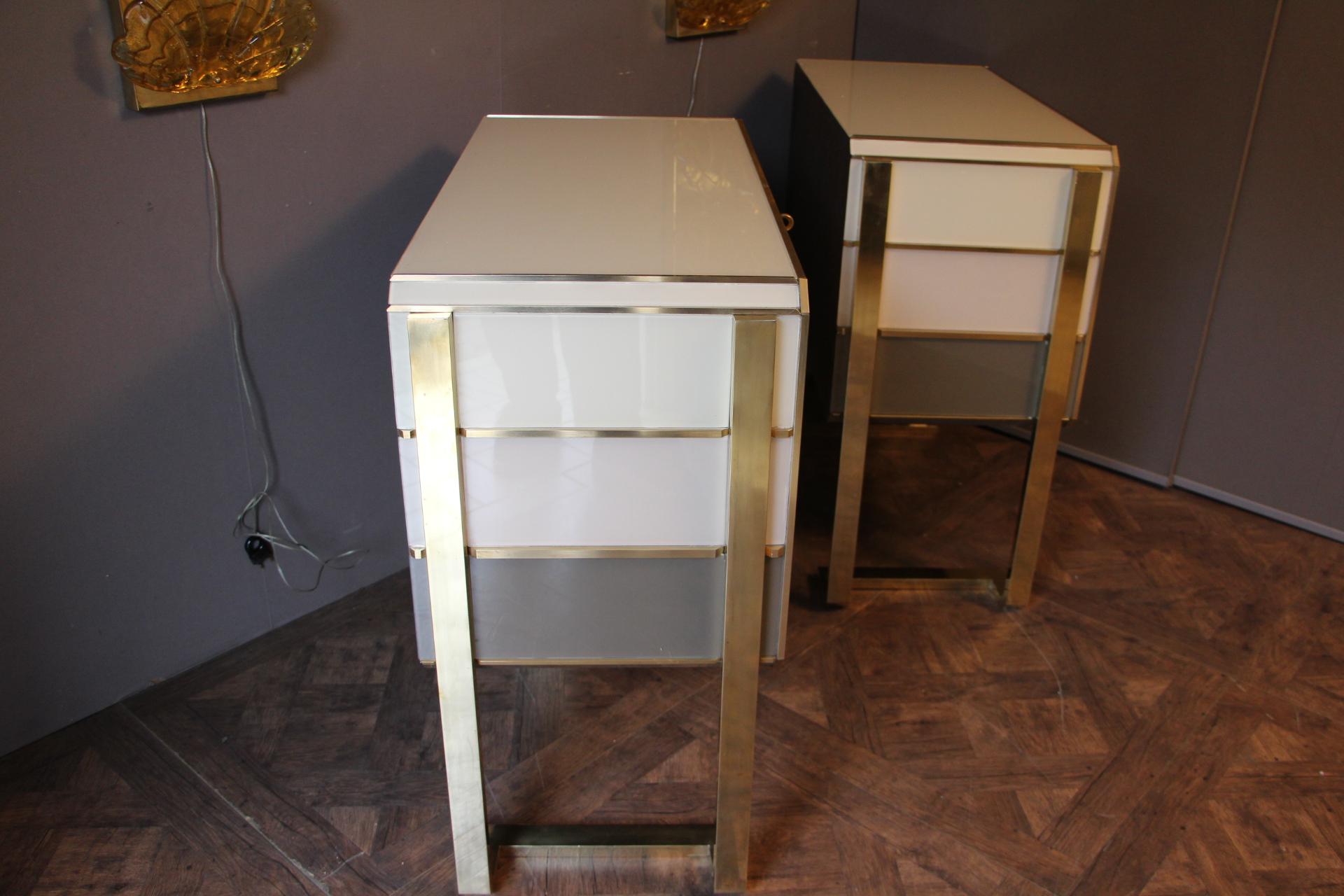  Pair Of Murano Grey and Beige Glass Clad Cabinets 2