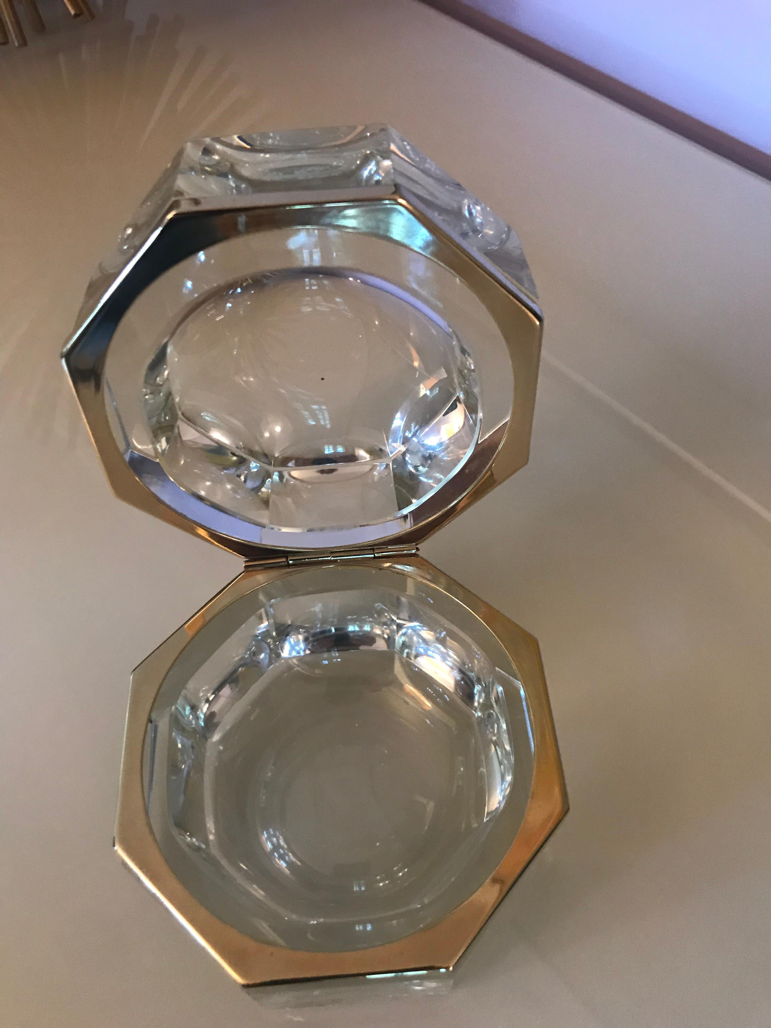 Faceted Italian Vintage Murano Glass Octagon Box