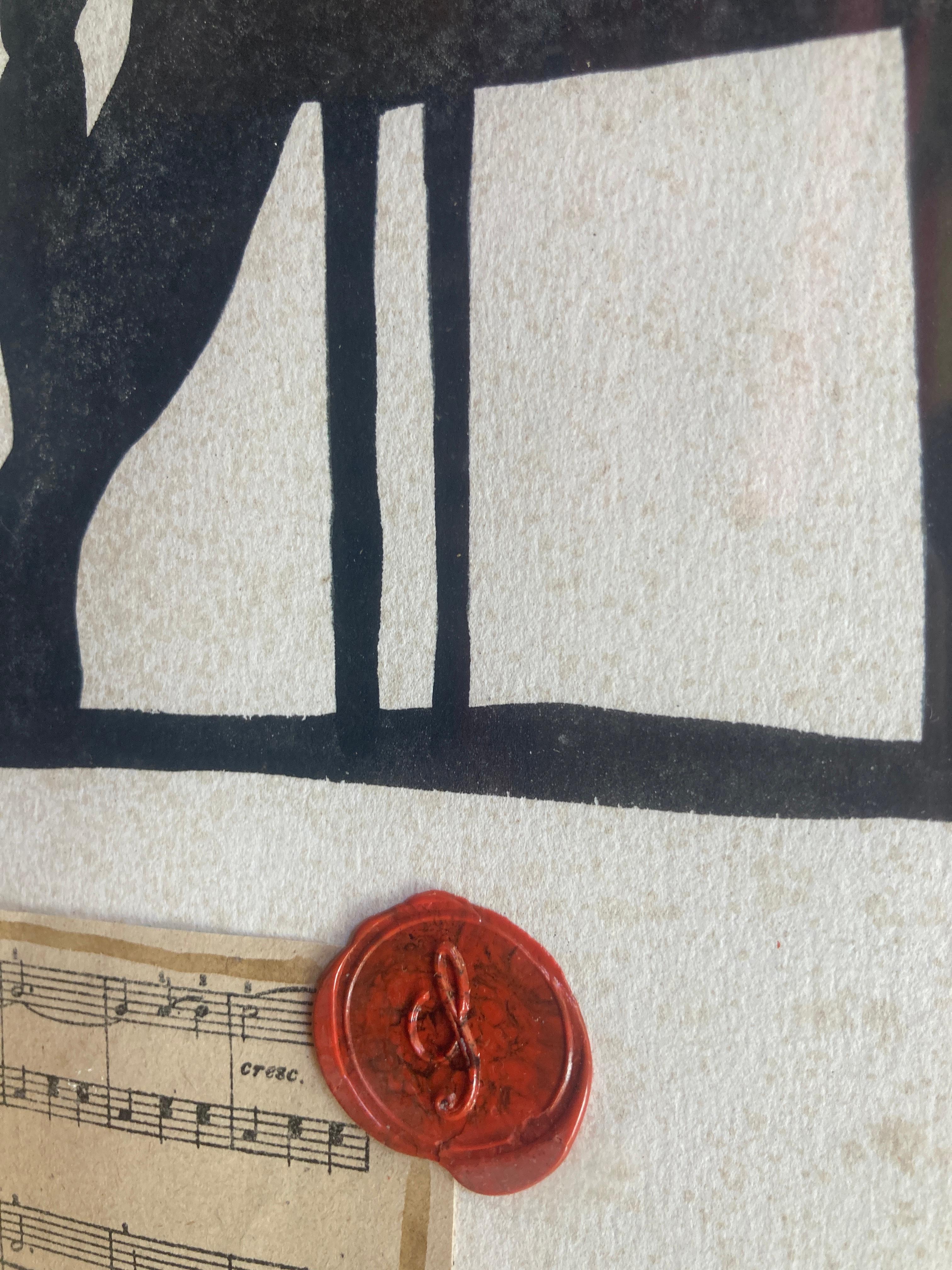Silhouette di musicisti italiani d'epoca Dipinti a tecnica mista su carta in vendita 2