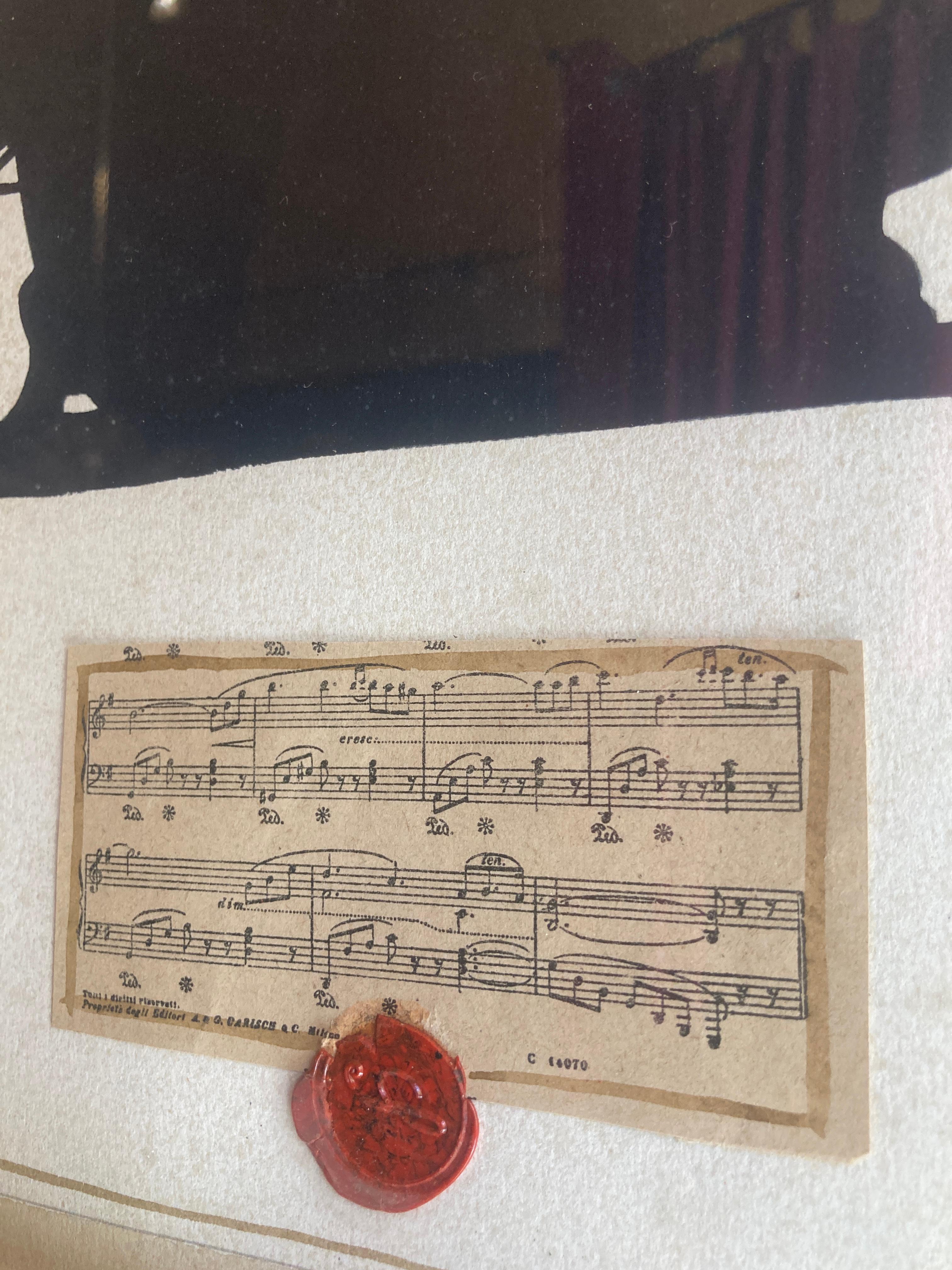 Legno Silhouette di musicisti italiani d'epoca Dipinti a tecnica mista su carta in vendita
