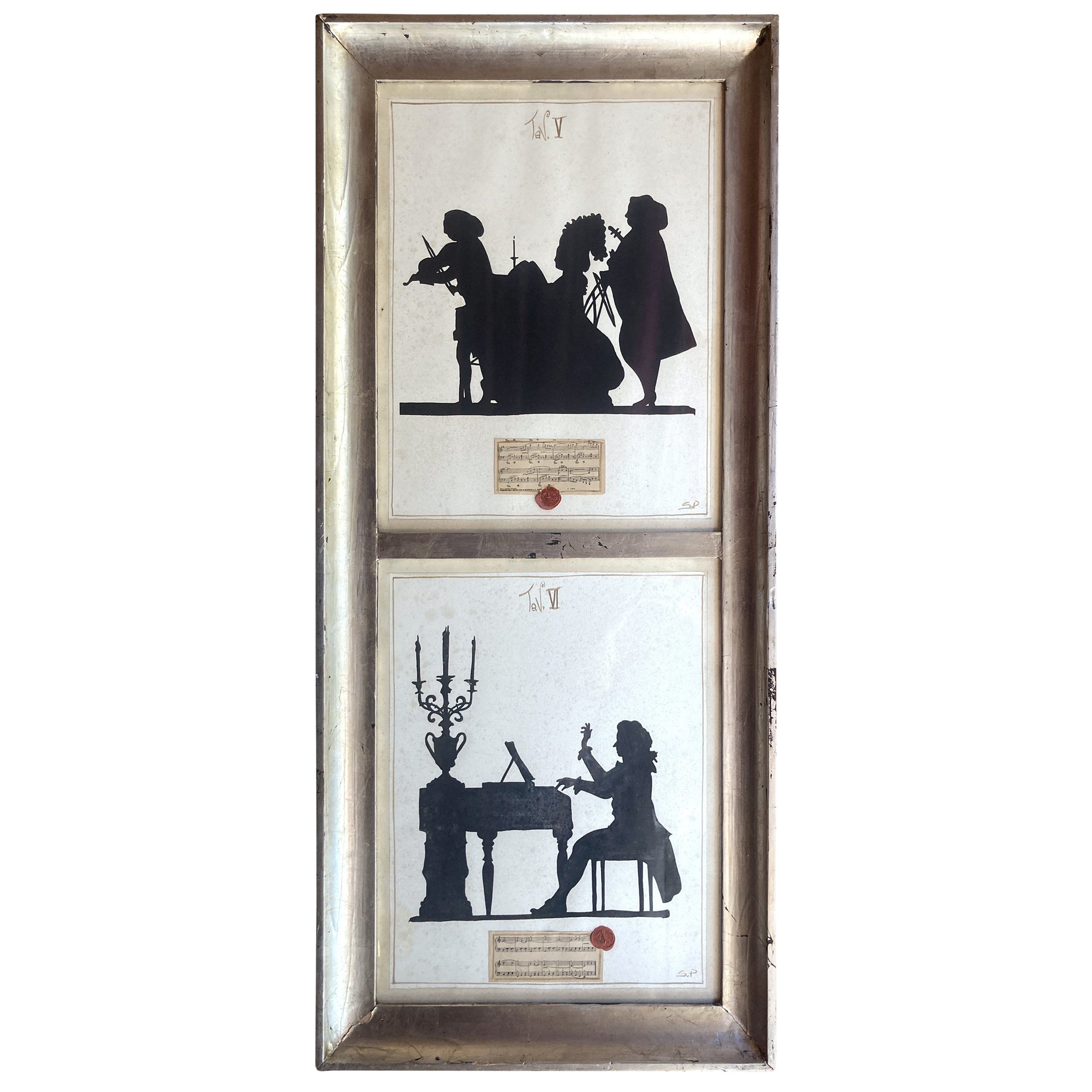 Des silhouettes de musiciens italiens vintage sur papier