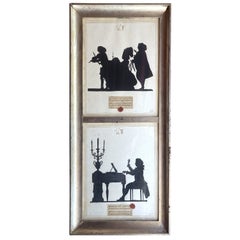 Siluetas de Músicos Italianos Vintage Pinturas en Técnica Mixta sobre Papel