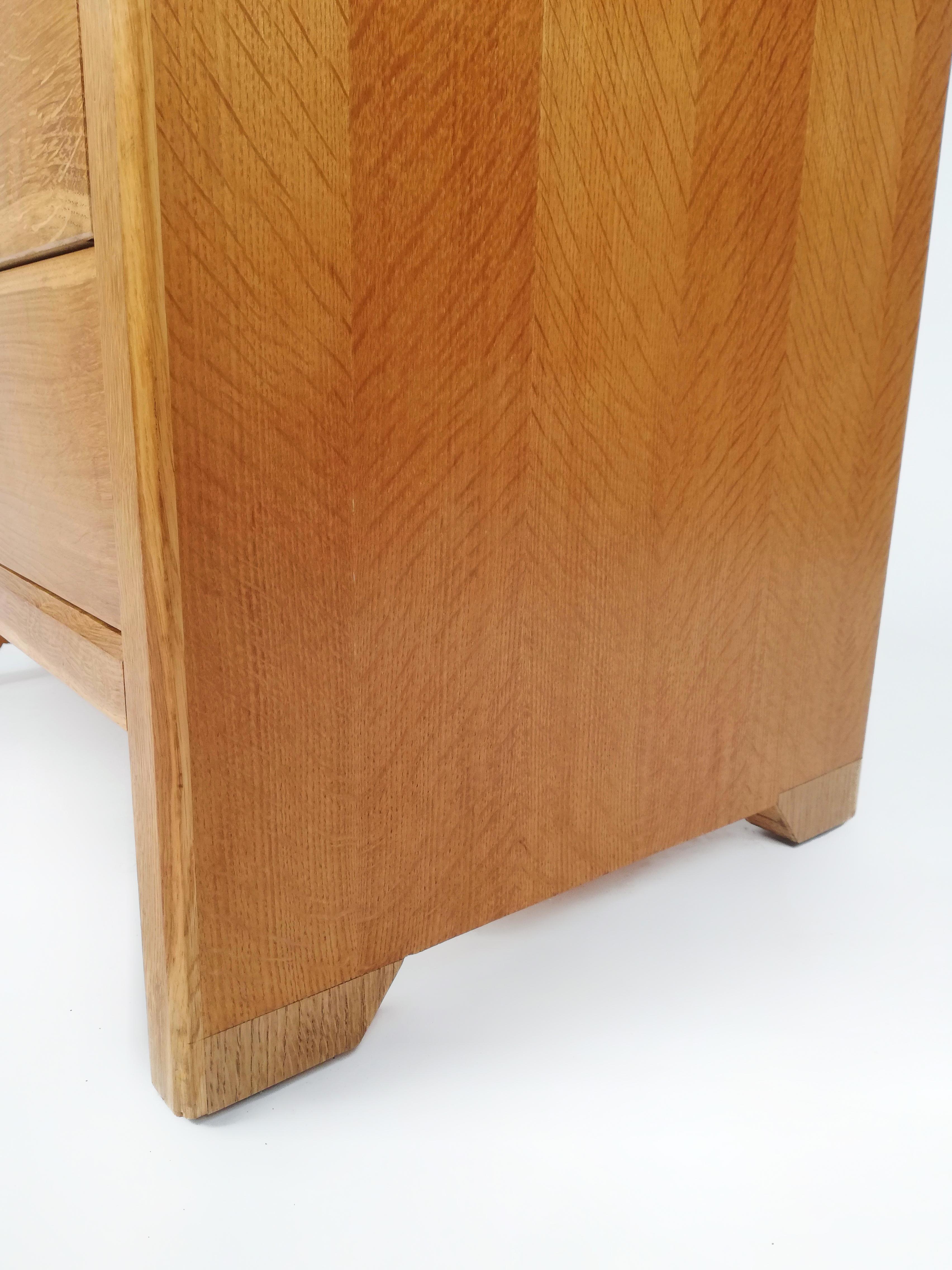 Italian Vintage Oak and Birch Wood Office Tallboy Chest of Drawers, 1960s For Sale 2