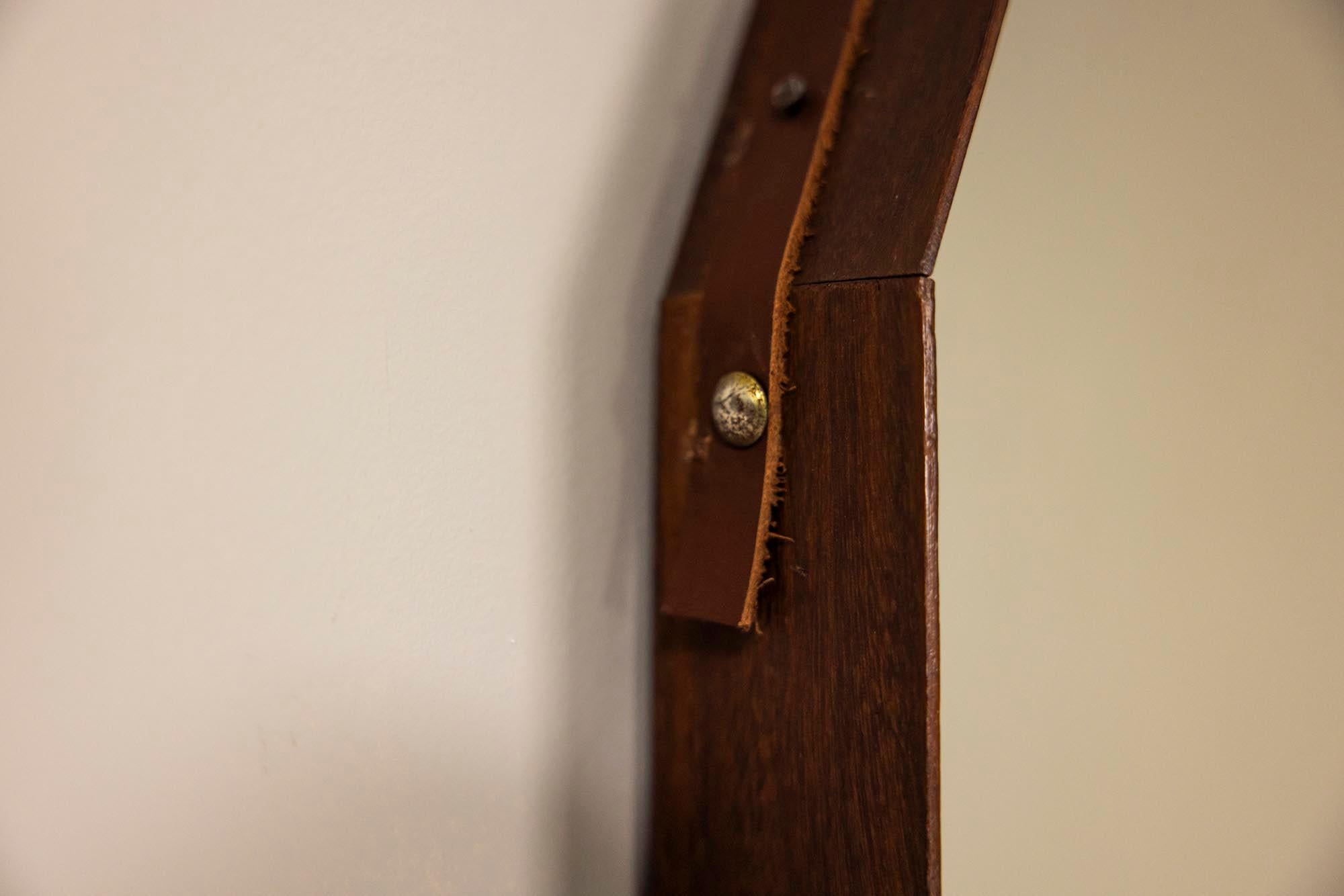 Miroir octogonal italien en teck, années 1970 Bon état - En vente à Hellouw, NL