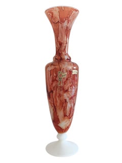 Vase en forme de sablier en verre opalin à décor marbré du milieu du siècle, Florence, c. 1950s