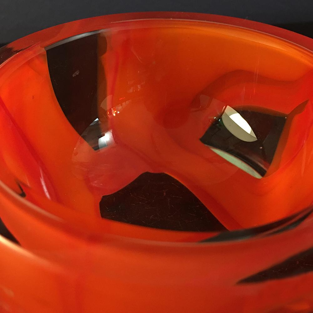 Italian Vintage Orange Murano Glass Ashtray with Cigarette Extinguisher, 1950s 1
