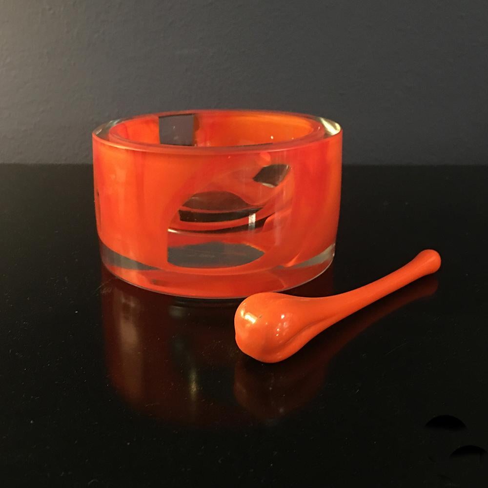vintage orange glass ashtray