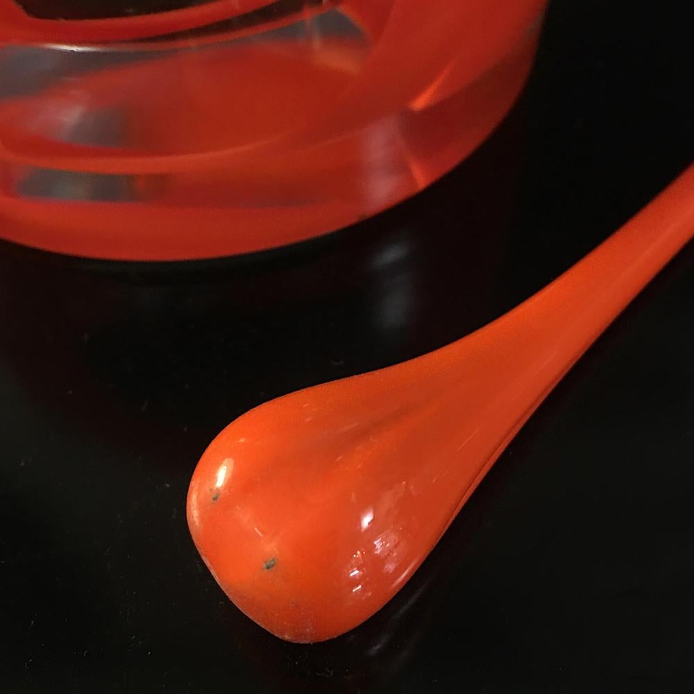 Mid-20th Century Italian Vintage Orange Murano Glass Ashtray with Cigarette Extinguisher, 1950s