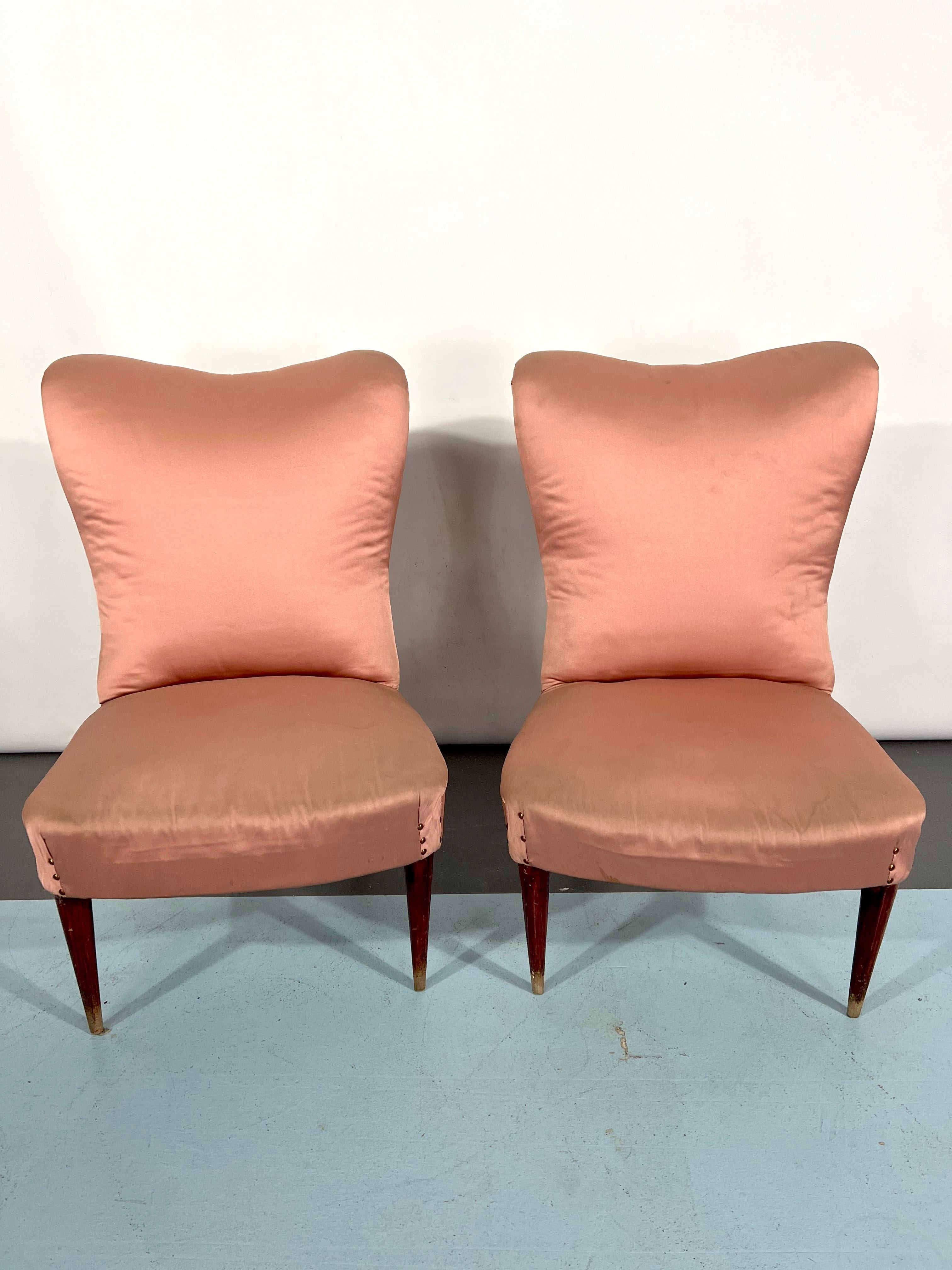 Italian Vintage Pair of Club Armchairs in the Manner of Gio Ponti, 1950s For Sale 7