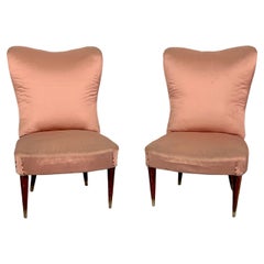 Italian Vintage Pair of Club Armchairs in the Manner of Gio Ponti, 1950s