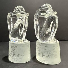 Italienische Vintage Paar minimalistischen Kristall Murano-Glas-Skulpturen Mann und Frau