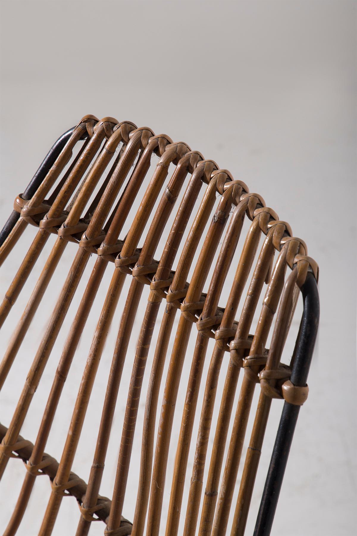 Italienisch vintage Paar Rattanstühle im Angebot 3