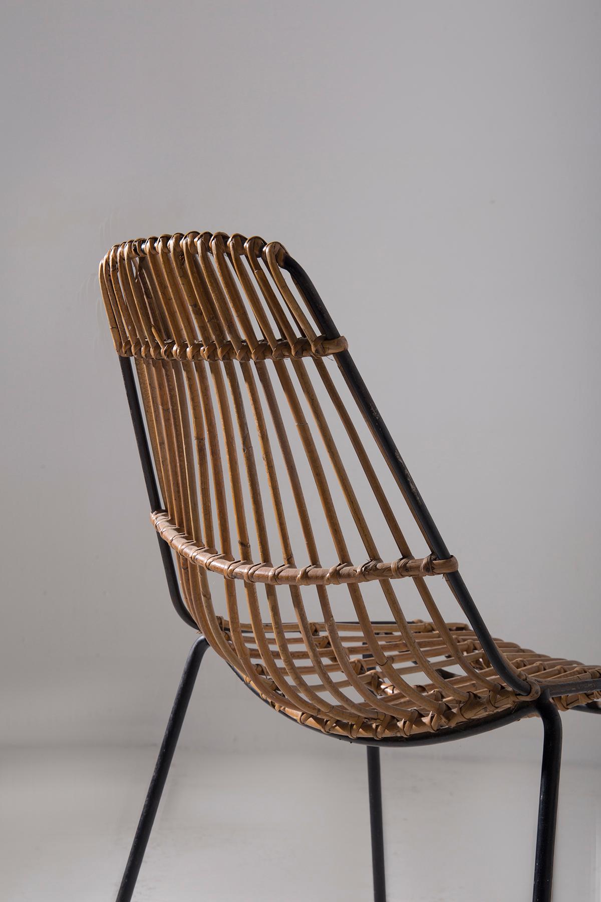 Italienisch vintage Paar Rattanstühle im Angebot 4