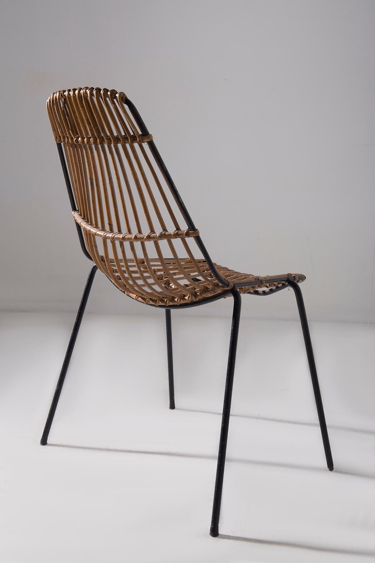Italienisch vintage Paar Rattanstühle im Angebot 5