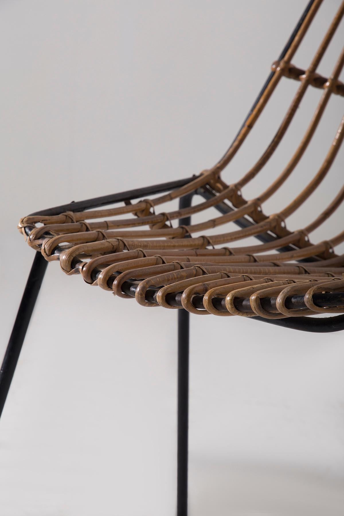 Italienisch vintage Paar Rattanstühle im Angebot 6
