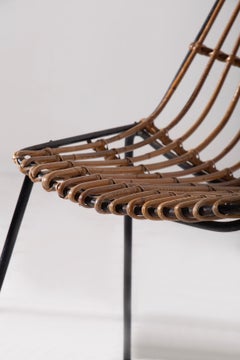 Italian vintage Pair of rattan chairs