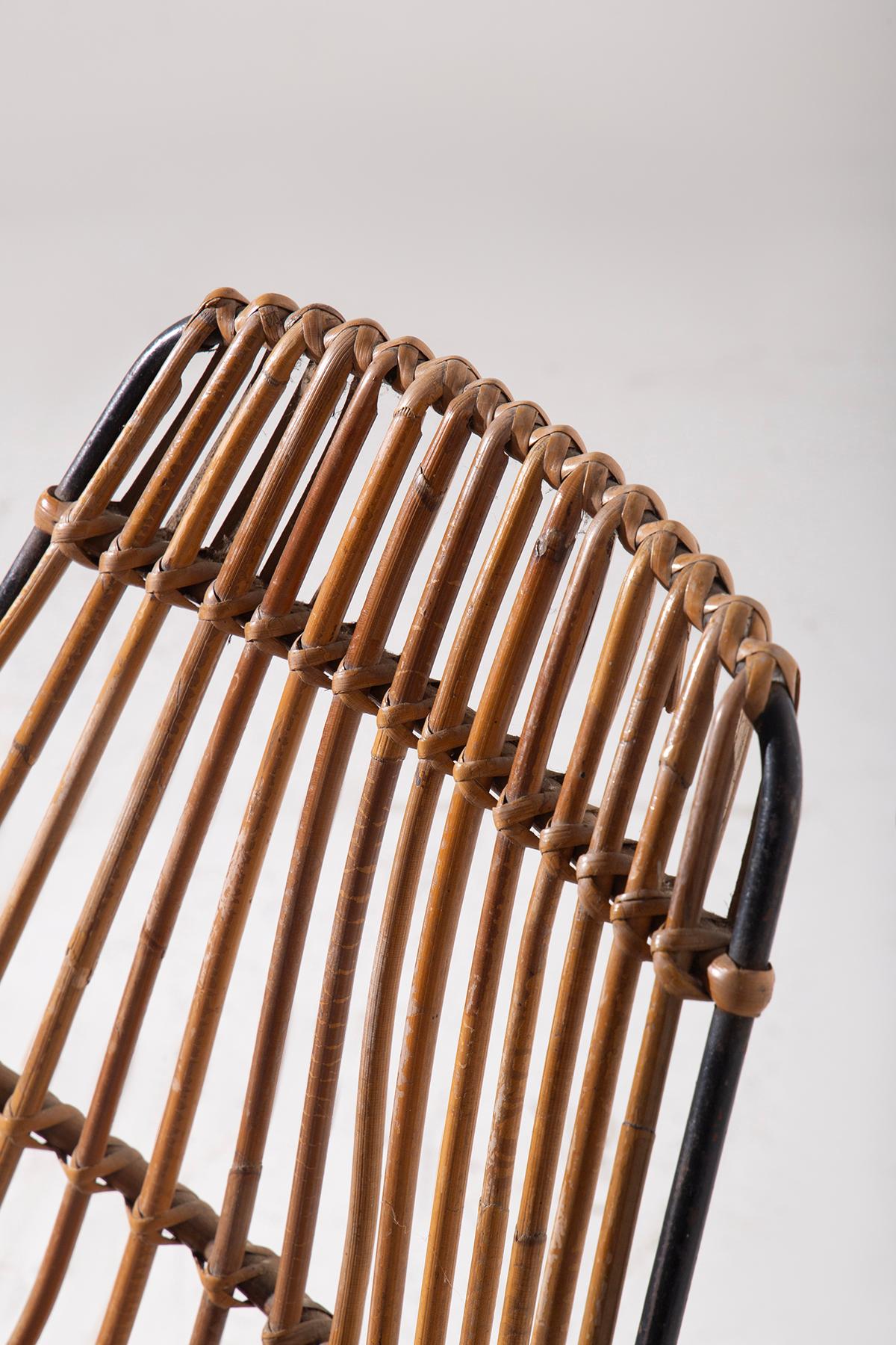 Italienisch vintage Paar Rattanstühle (Moderne der Mitte des Jahrhunderts) im Angebot