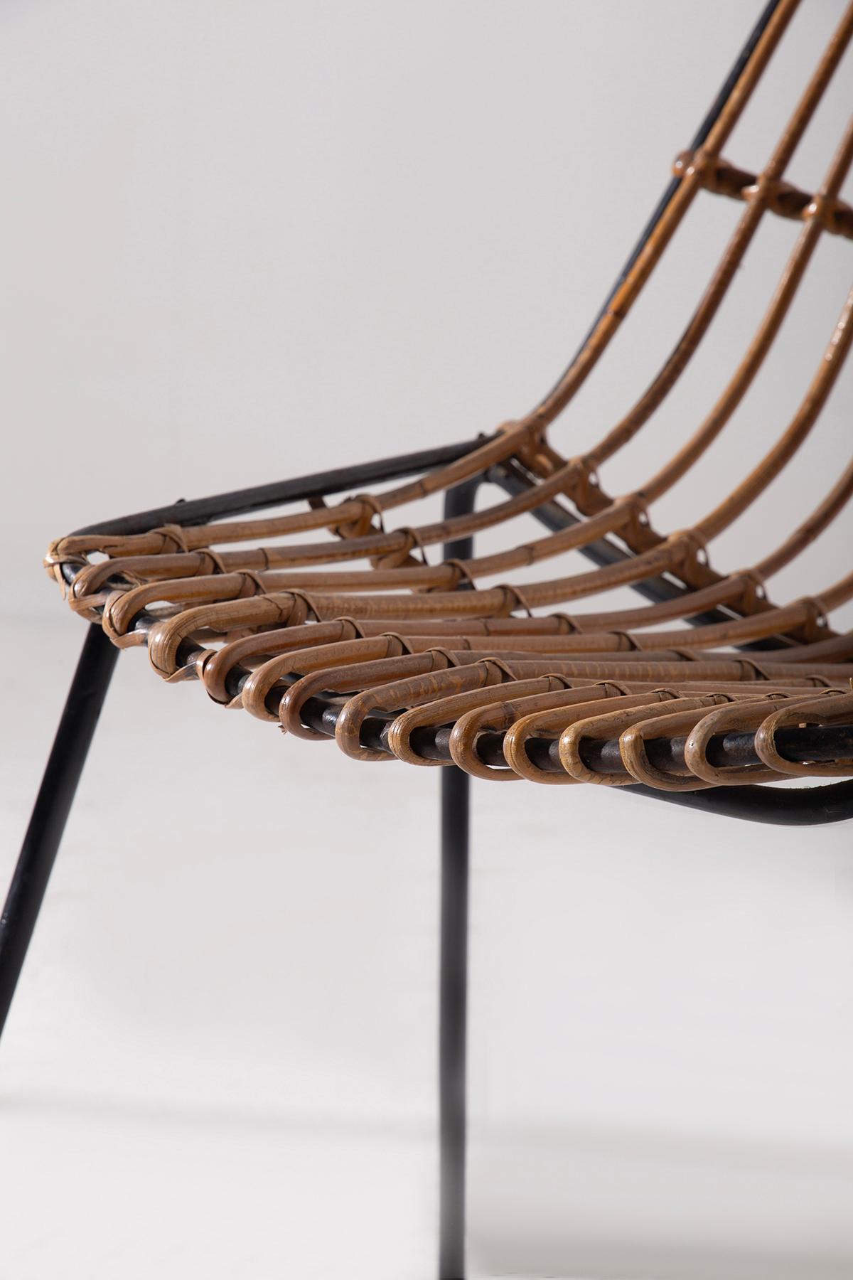 Italienisch vintage Paar Rattanstühle (Italian) im Angebot