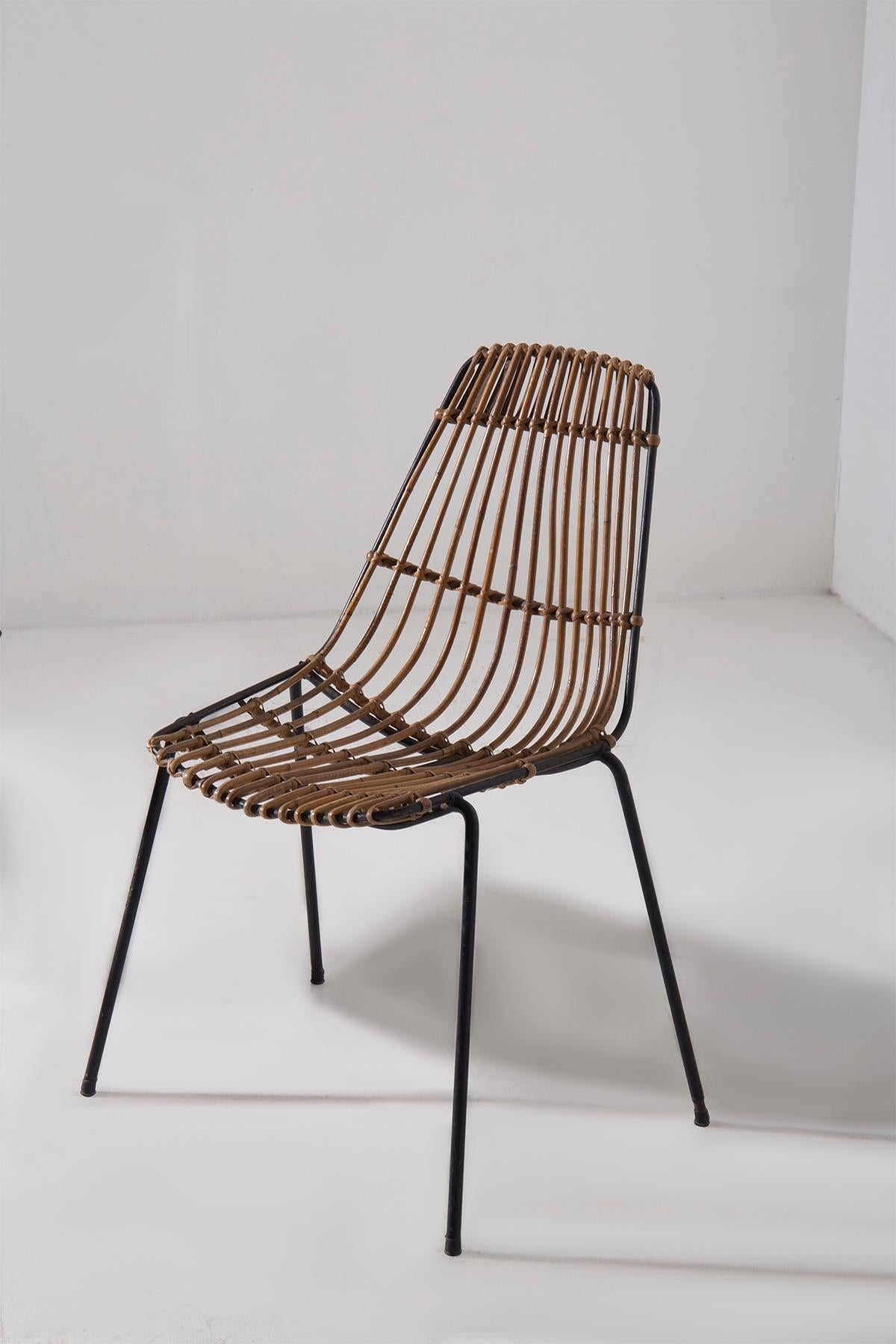 Italienisch vintage Paar Rattanstühle im Zustand „Gut“ im Angebot in Milano, IT