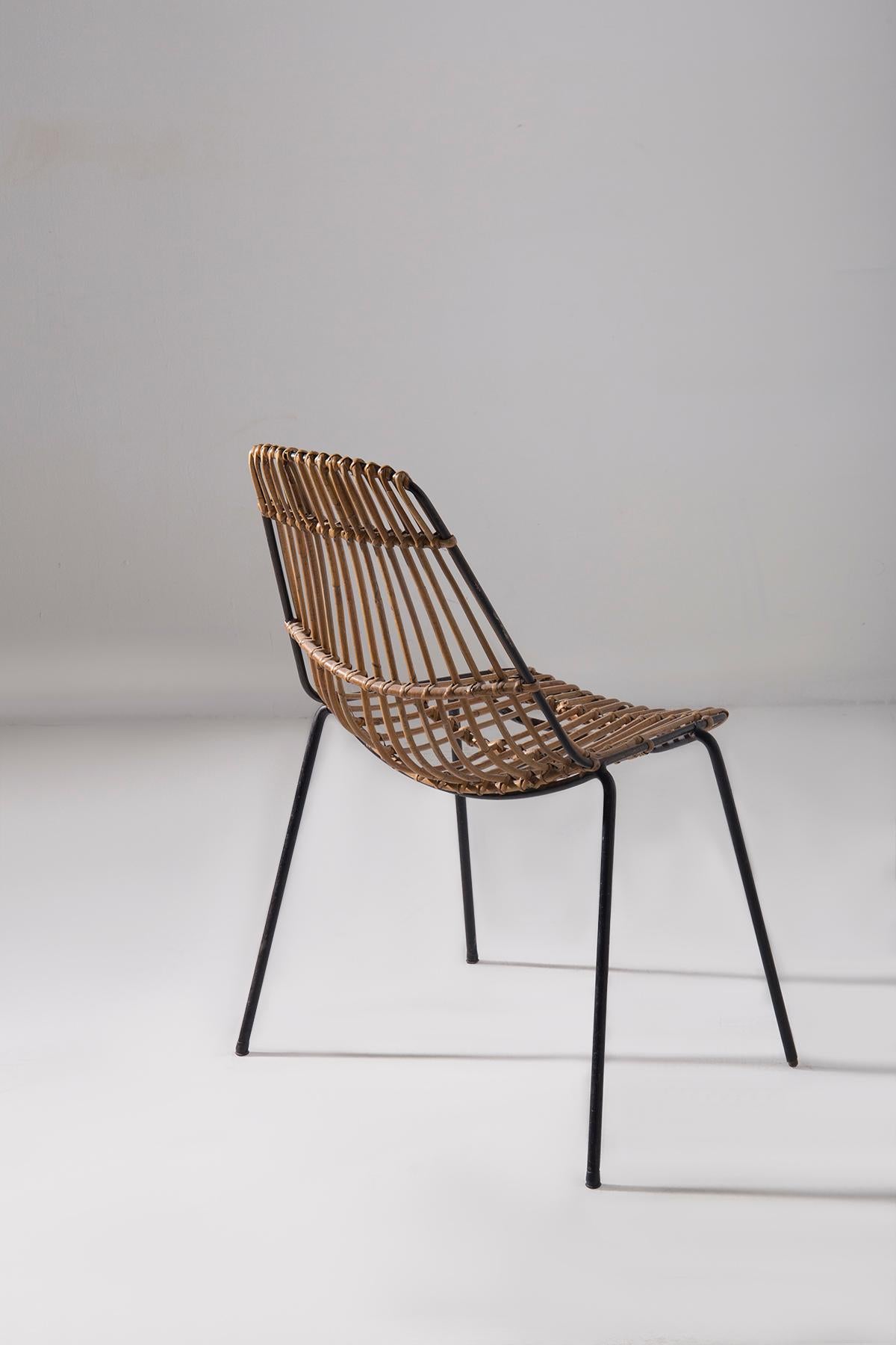 Italienisch vintage Paar Rattanstühle (Mid-20th Century) im Angebot