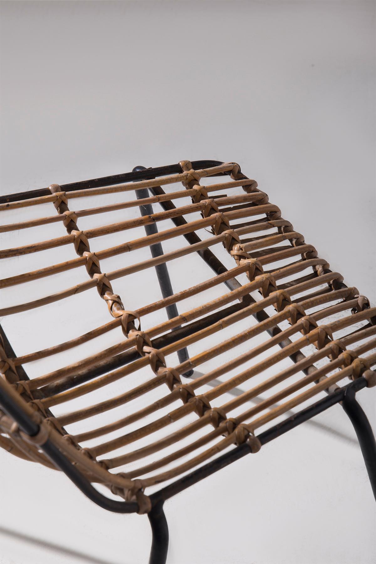 Italienisch vintage Paar Rattanstühle im Angebot 1
