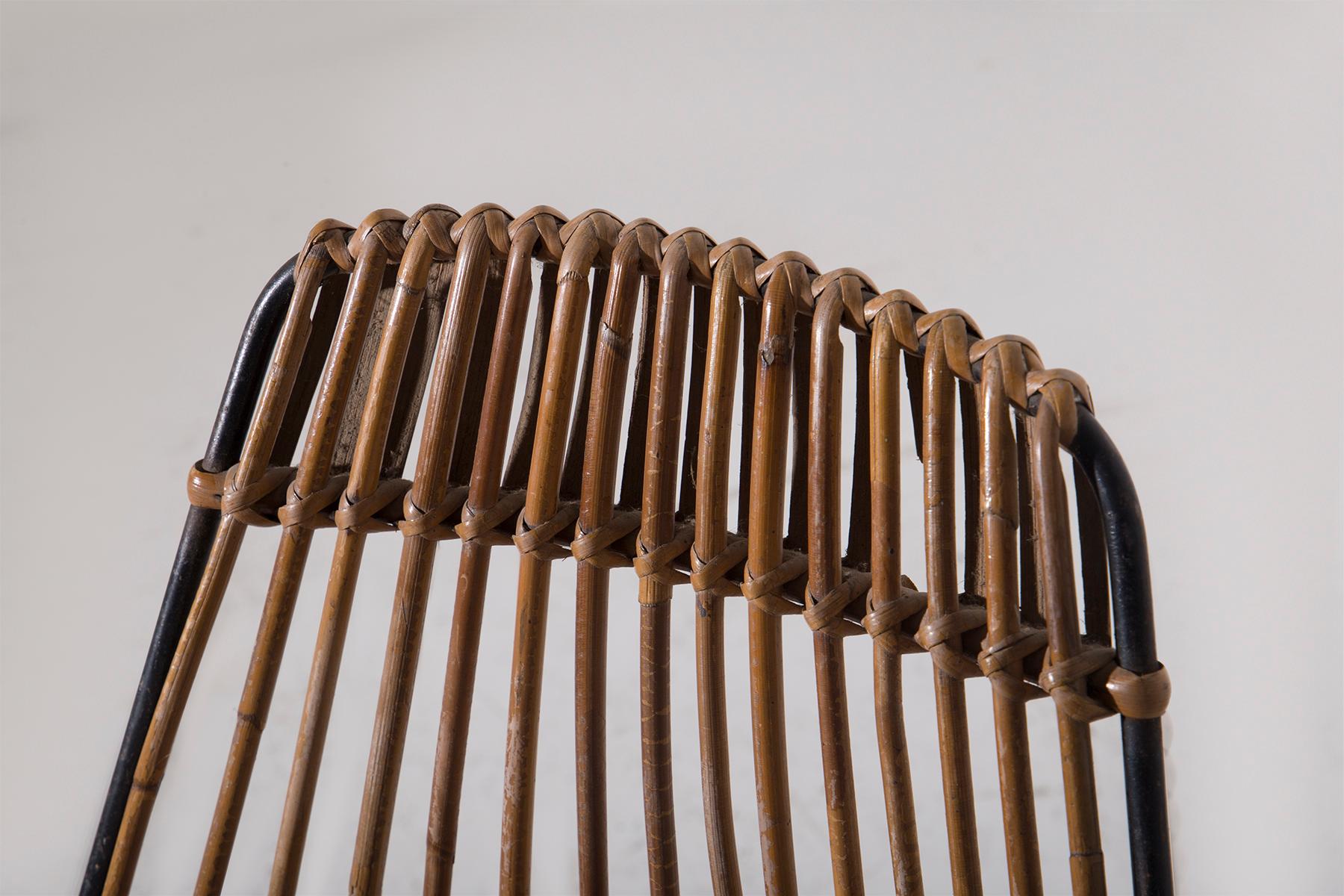 Italienisch vintage Paar Rattanstühle im Angebot 2