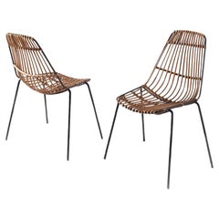 Italian vintage Pair of rattan chairs