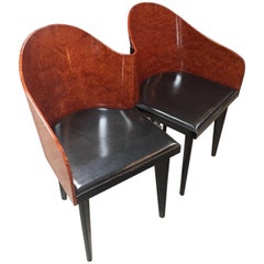 Italian Vintage Pair of Saporiti Club Chairs, 1980s