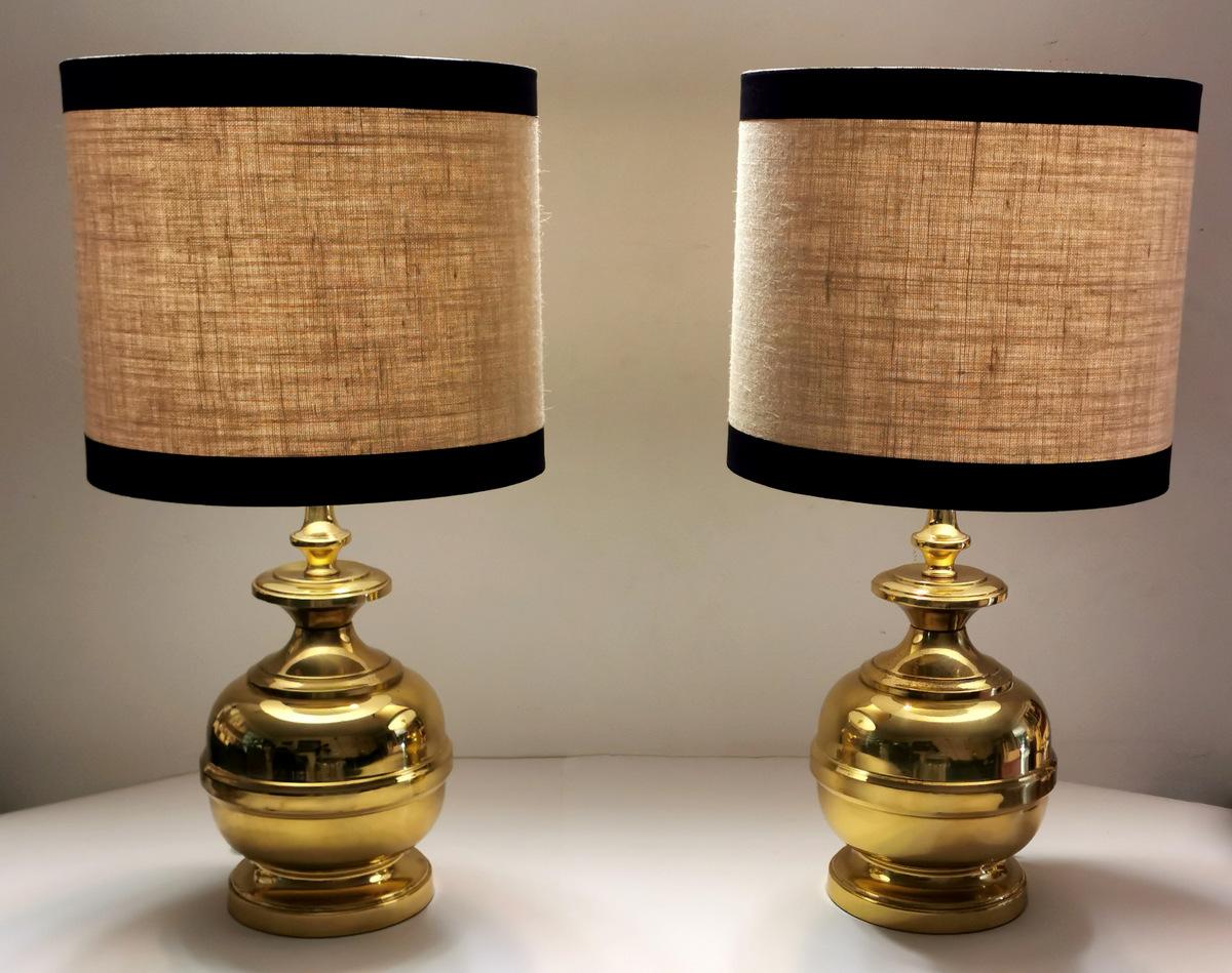 Italian Vintage Pair of Table Lamps in Polished Brass 'No Lampshades' For Sale 5