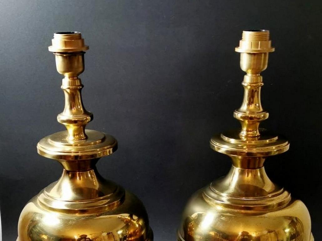 Mid-Century Modern Italian Vintage Pair of Table Lamps in Polished Brass 'No Lampshades' For Sale