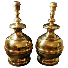 Italian Vintage Pair of Table Lamps in Polished Brass 'No Lampshades'
