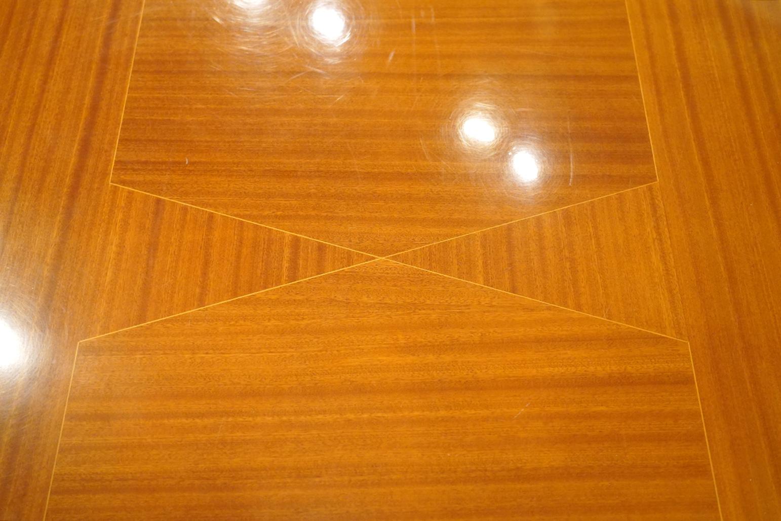 Italian Vintage Paolo Buffa Inspired Extendable Parquetry Dining Table In Good Condition In Ft. Lauderdale, FL