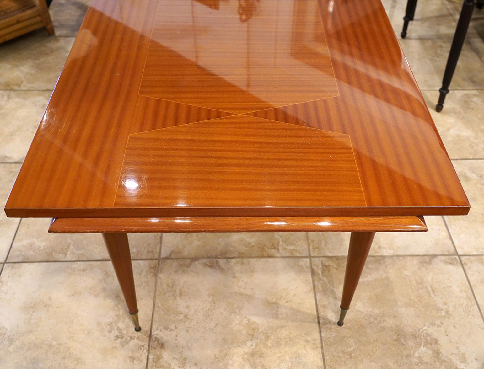 20th Century Italian Vintage Paolo Buffa Inspired Extendable Parquetry Dining Table