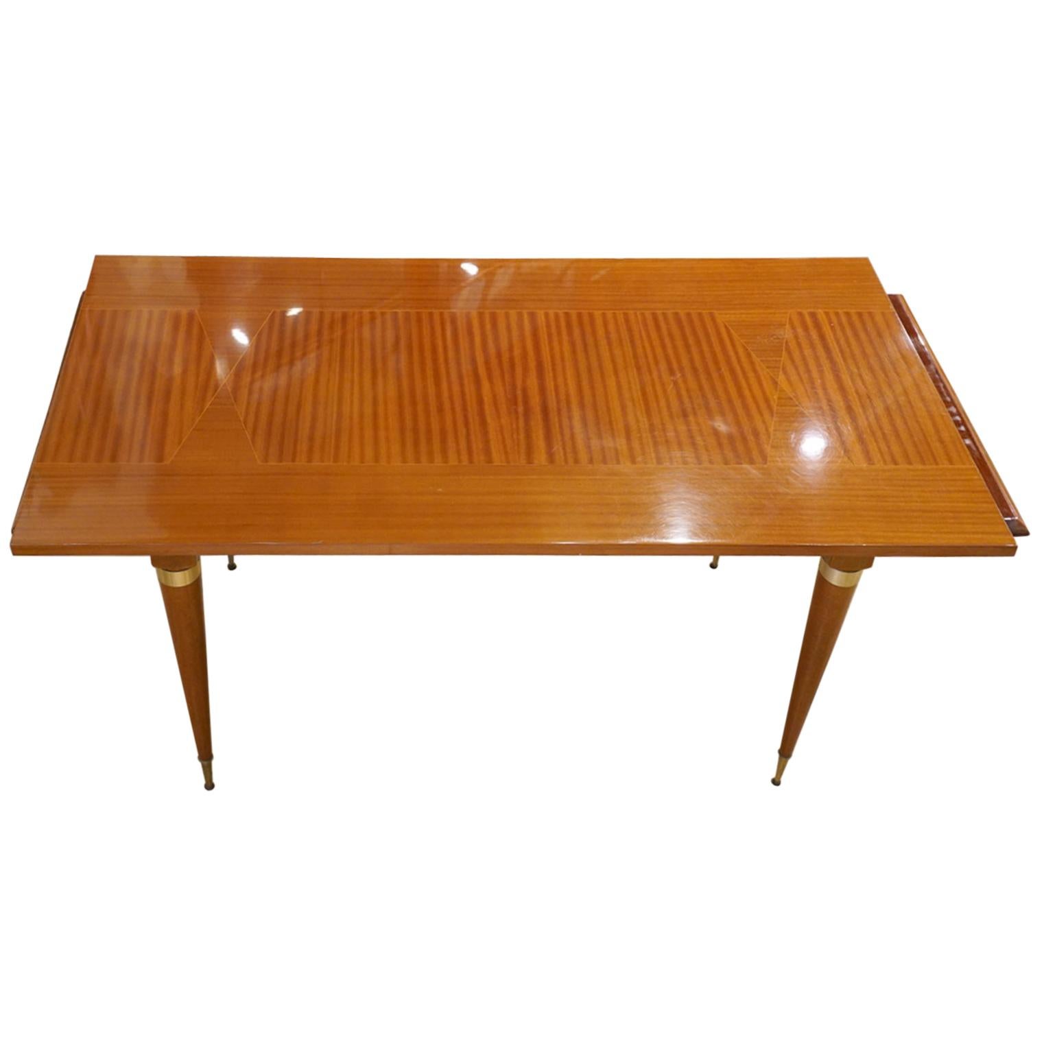 Italian Vintage Paolo Buffa Inspired Extendable Parquetry Dining Table