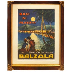 Italian Vintage Pastry Shop Poster for ‘Balzola Baci Di Alassio’, 1955