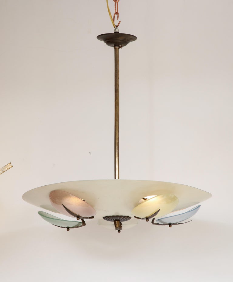 Italian Vintage Pendant Chandelier with Colored Discs, Italy, circa