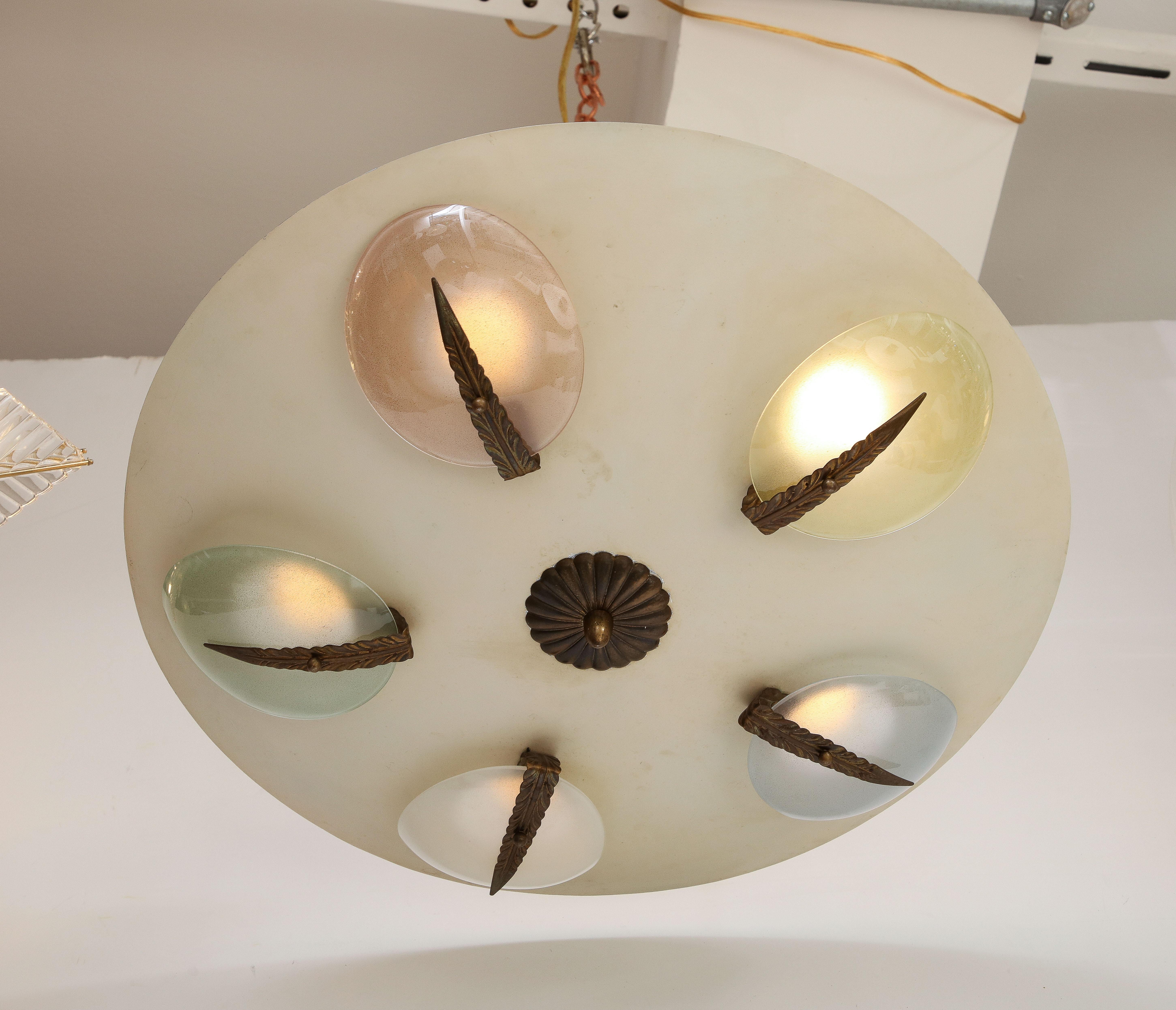 Italian Vintage Pendant Chandelier with Colored Discs, Italy, circa 1950 For Sale 3