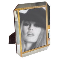 Italian Vintage Picture Frame 1970s Chrome Brass Silver and Gold Colors