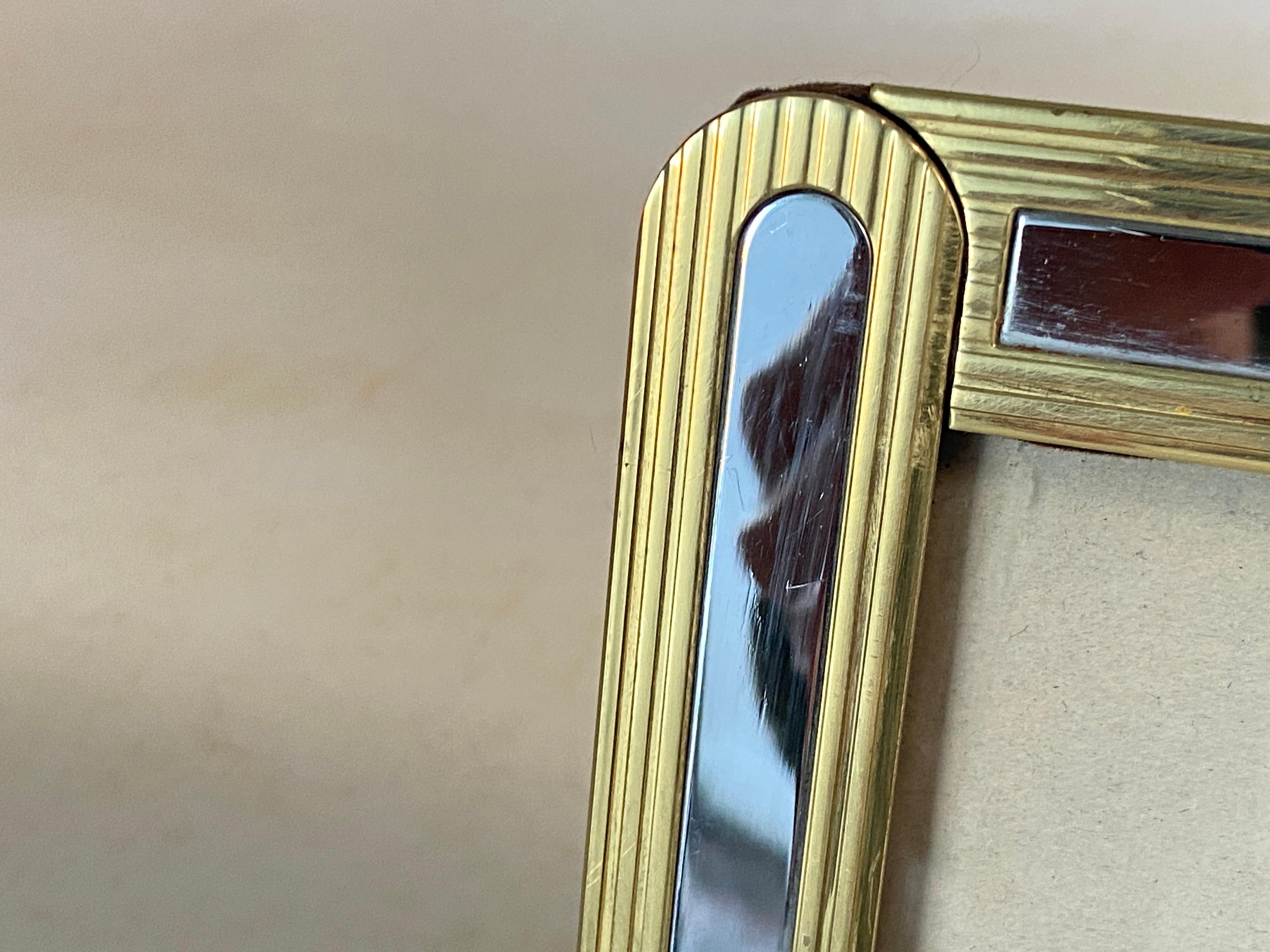 Late 20th Century Italian Vintage Picture Frame Chrome and Brass 1970s For Sale