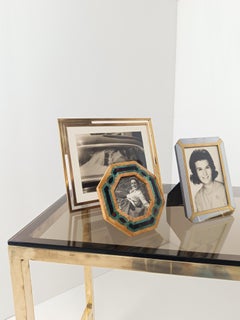 Marco de fotos vintage italiano en cromo y latón, al estilo de R. Zevi, años 70