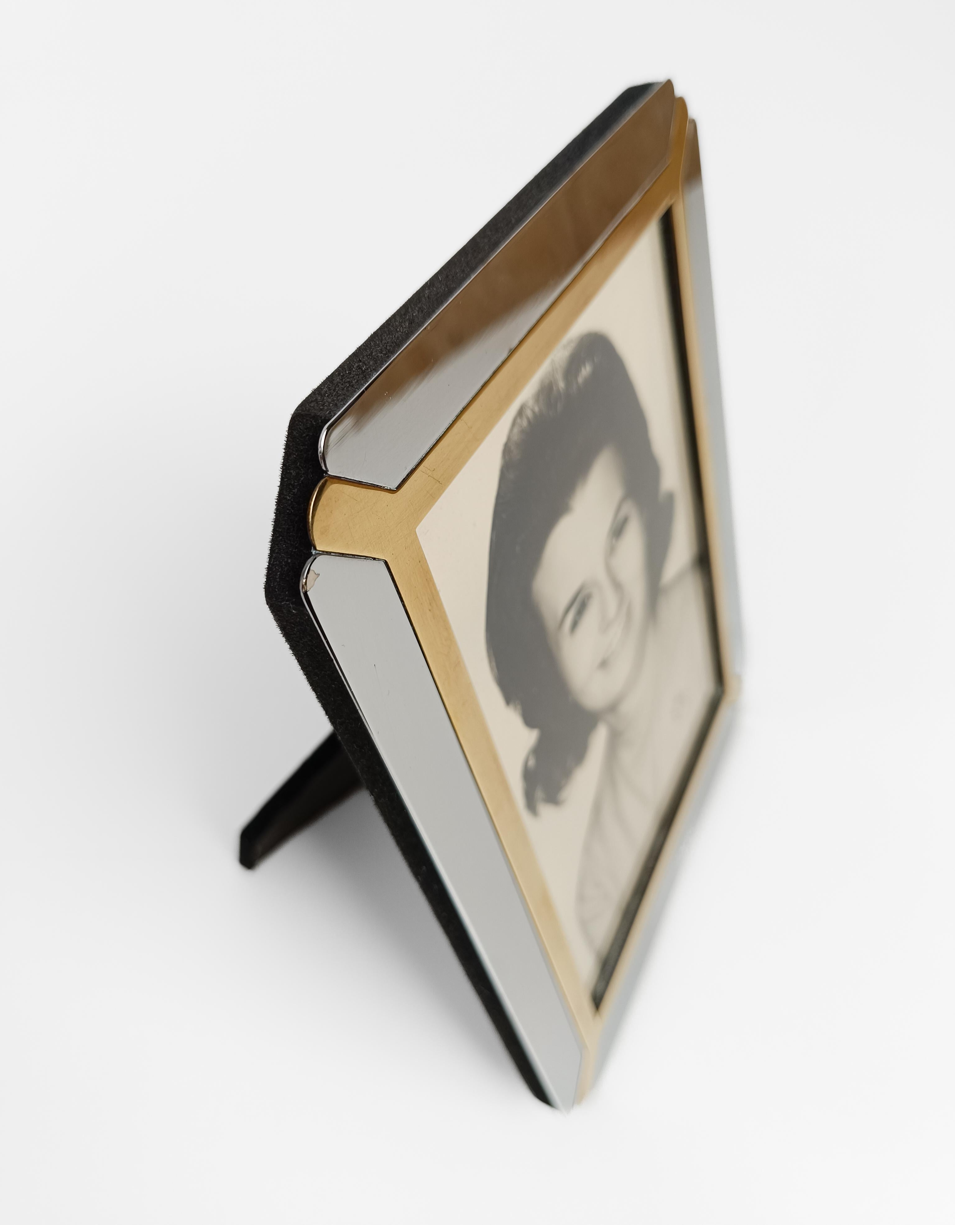 Mid-Century moderno Cornice d'epoca italiana in cromo e ottone, nello stile di R. Zevi, anni '70 in vendita
