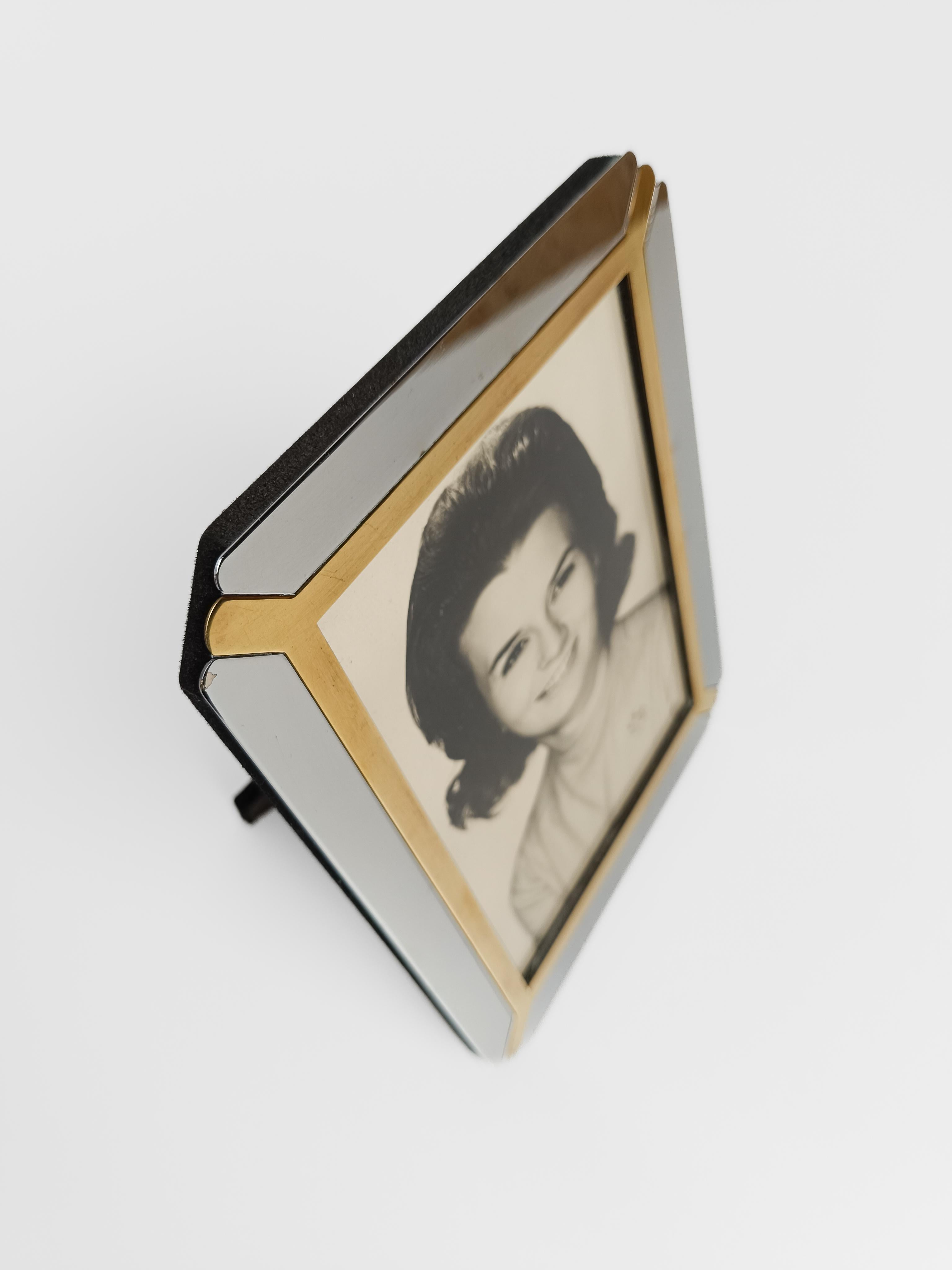 XX secolo Cornice d'epoca italiana in cromo e ottone, nello stile di R. Zevi, anni '70 in vendita