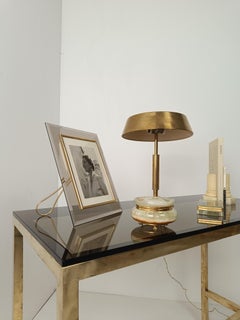 Italienischer Vintage-Bilderrahmen aus geräuchertem, abgeschrägtem Glas und vergoldetem Metall, 70er Jahre