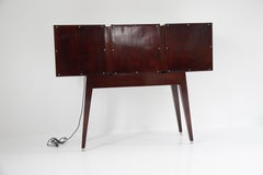 Italian Vintage Polish Wood and Mirror Cabinet Attributed to Osv. Borsani, 1940