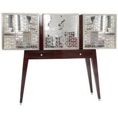Italian Vintage Polish Wood and Mirror Cabinet Attributed to Osv. Borsani, 1940