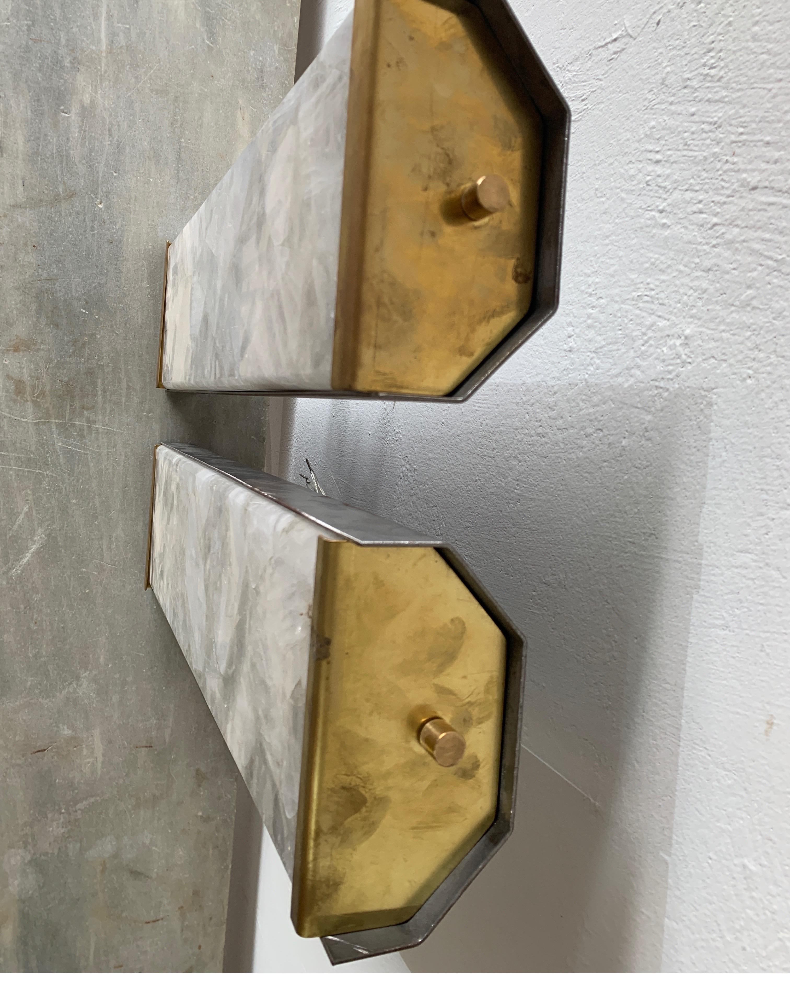 Italian Vintage Quartz Rectangular Wall Sconces 5